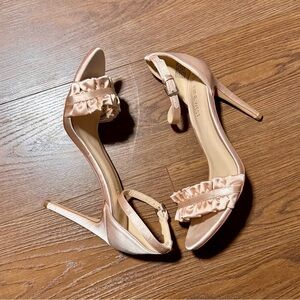 Chic Satin Ruffle Strap Heels